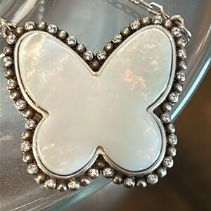 Brighton Twinkle Volar Butterfly White Mother of Pearl Necklace NWT